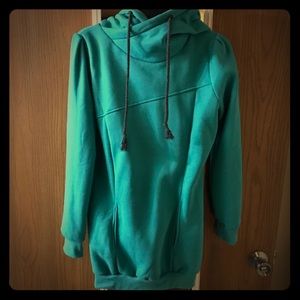 Longer Length Teal/Gray Hoodie w/ Pocket